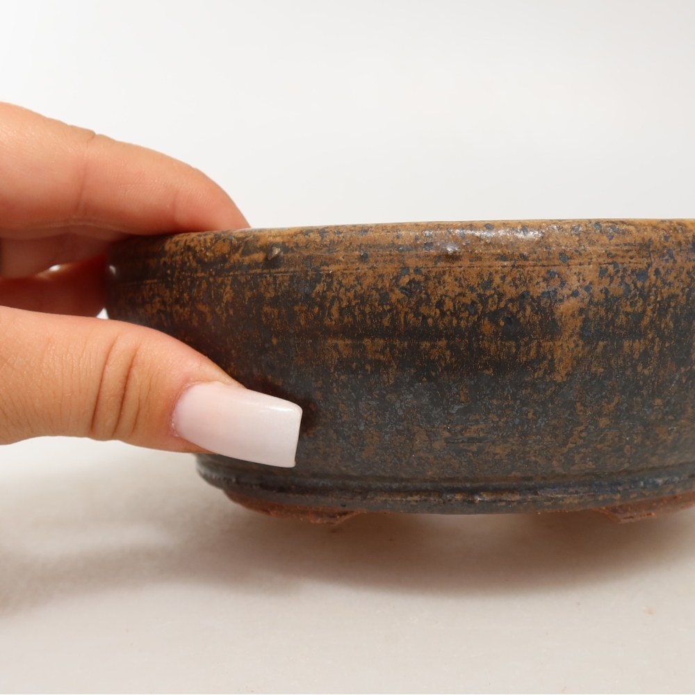 Keramische bonsaipot 14,5 x 14,5 x 5 cm, kleur bruin