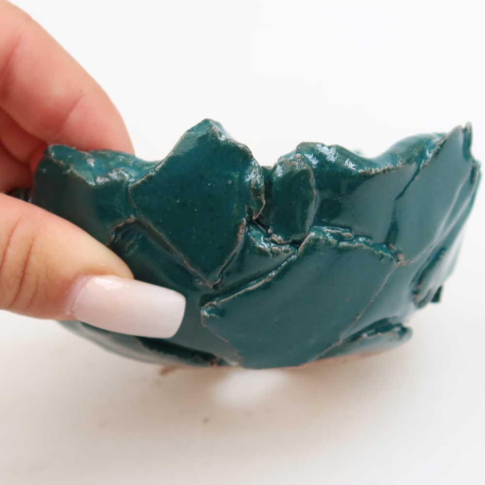 Keramische schaal  10,5 x 10,5 x 6 cm, kleur groen