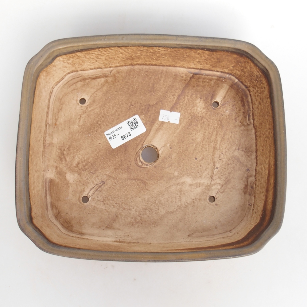 Bonsaischaal van keramiek 25 x 21,5 x 6,5 cm, bruin