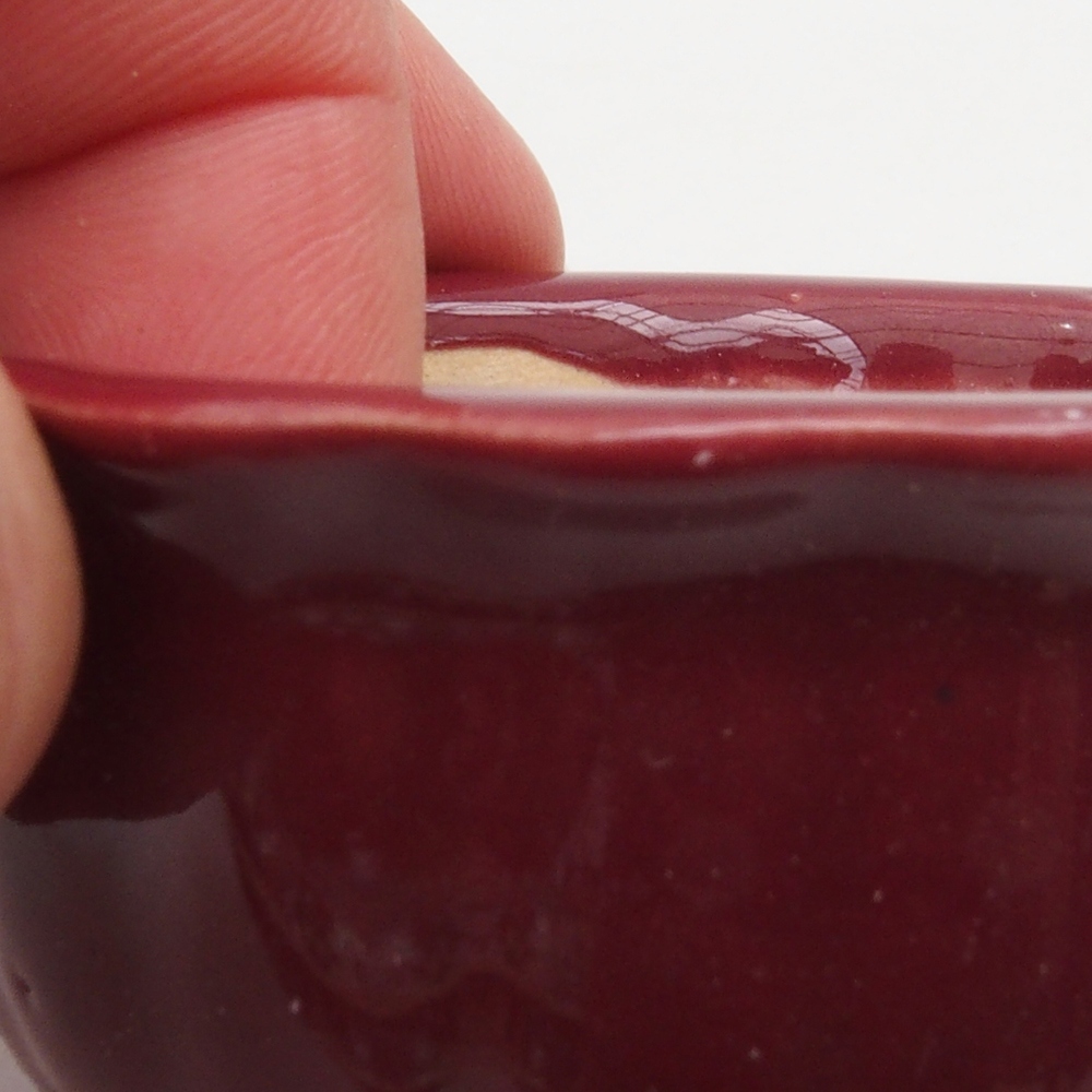 Mini bonsaischaal 6,5 x 6,5 x 3,5 cm, bordeauxrood