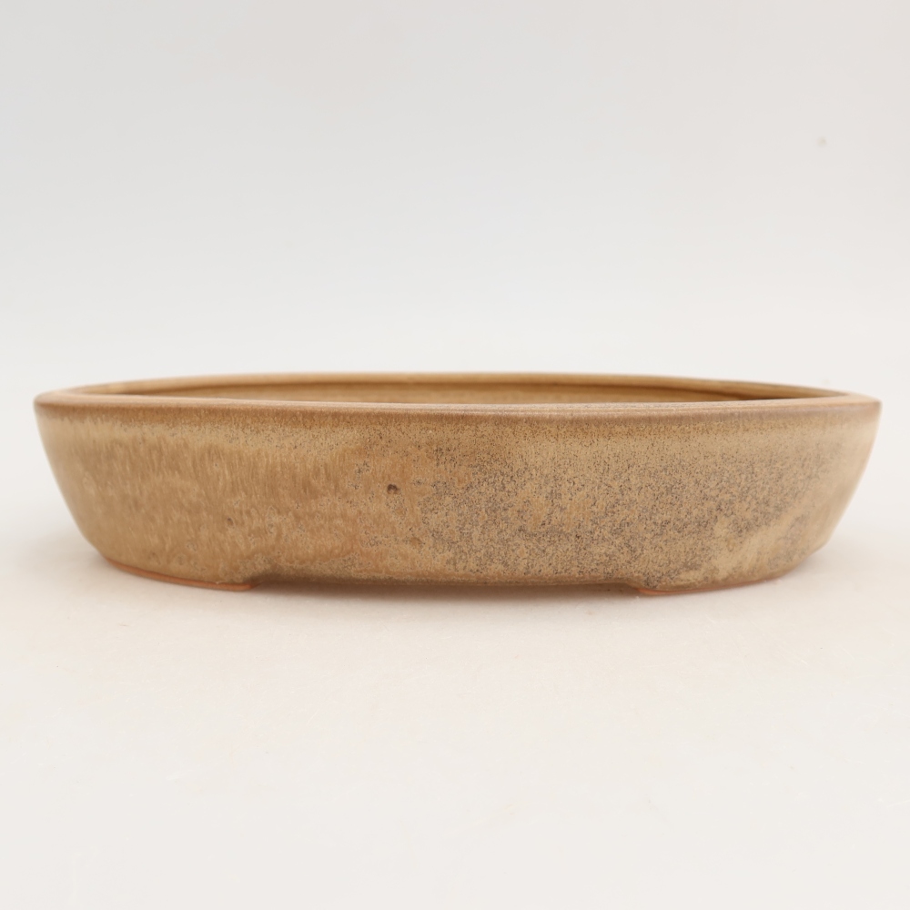 Bonsaischaal van keramiek 22 x 17 x 4 cm, kleur beige
