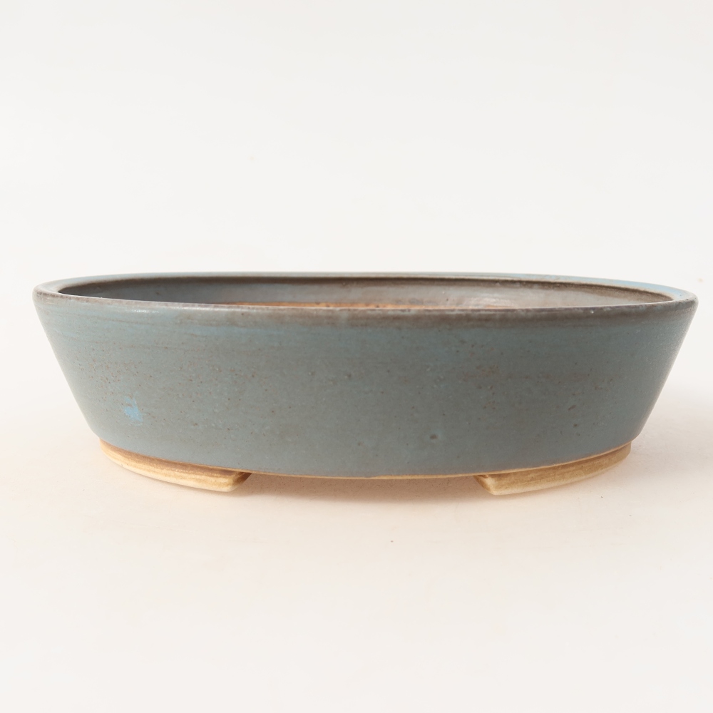 Bonsaischaal van keramiek 18,5 x 16,5 x 4,5 cm, kleur blauw