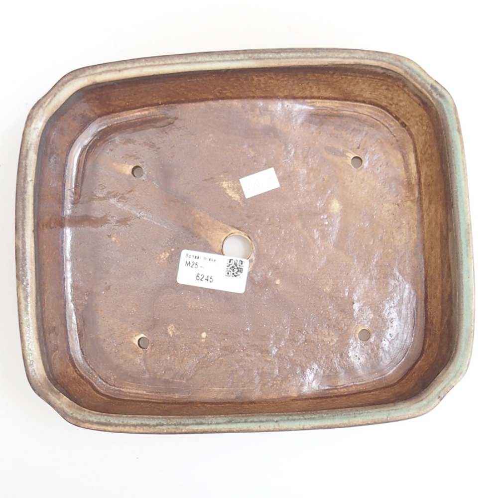 Bonsaischaal van keramiek 24 x 20,5 x 6 cm, groen