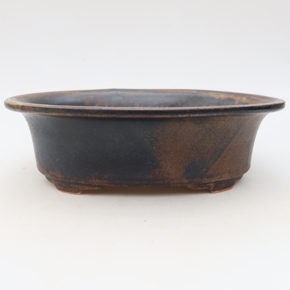 Keramische bonsaischaal 22,5 x 17,5 x 6,5 cm, kleur bruin