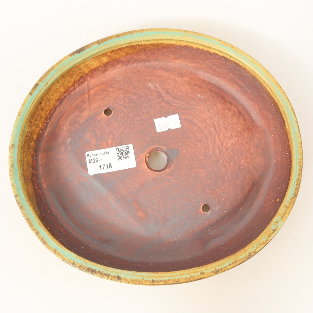 Bonsaischaal van keramiek 22,5 x 20 x 4,5 cm, groen