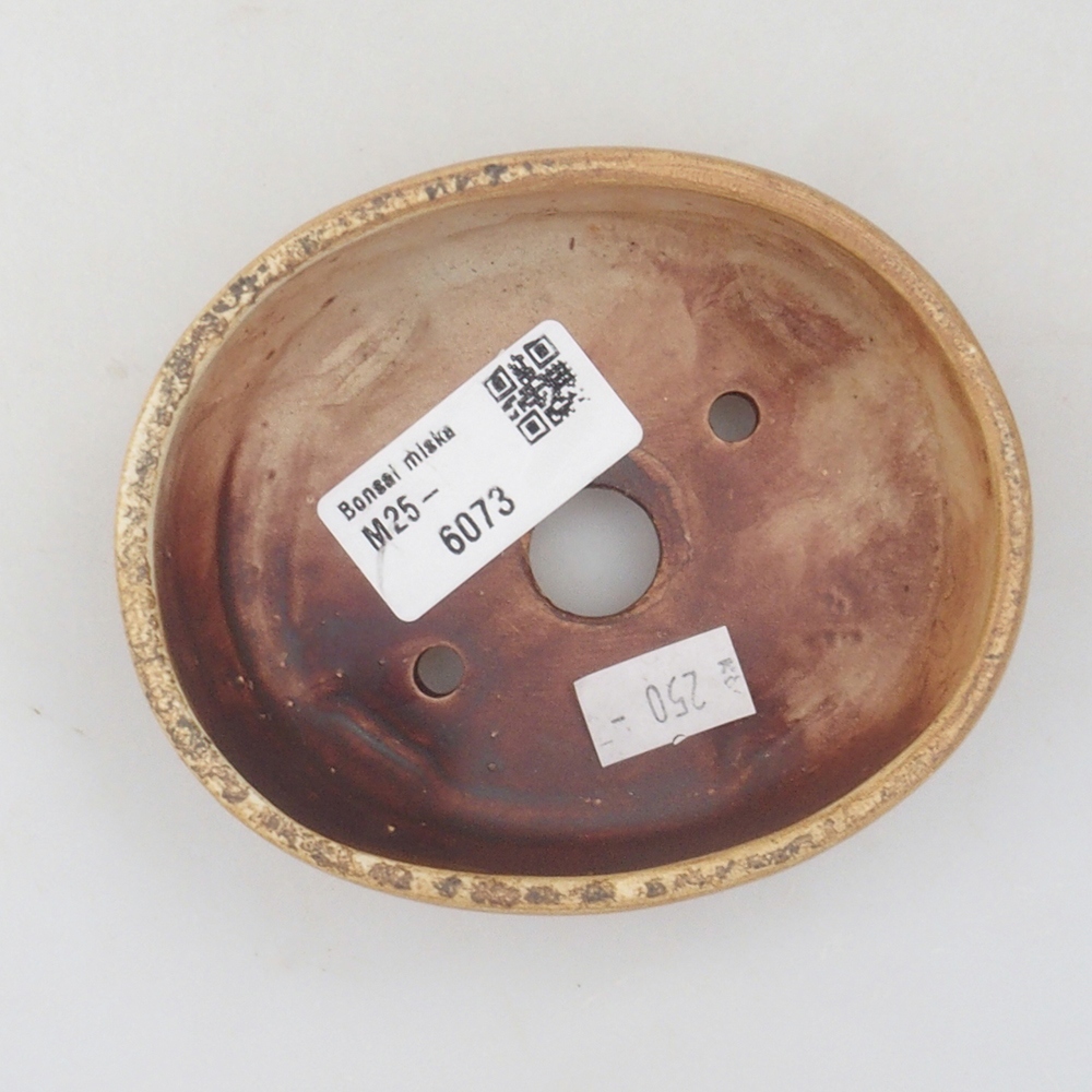 Bonsaischaal van keramiek 10 x 8,5 x 4 cm, bruin