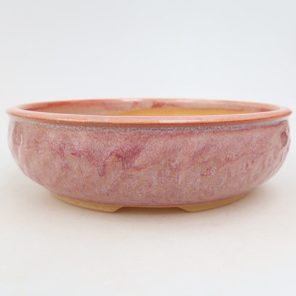 Bonsaischaal van keramiek 21,5 x 21,5 x 6 cm, roze