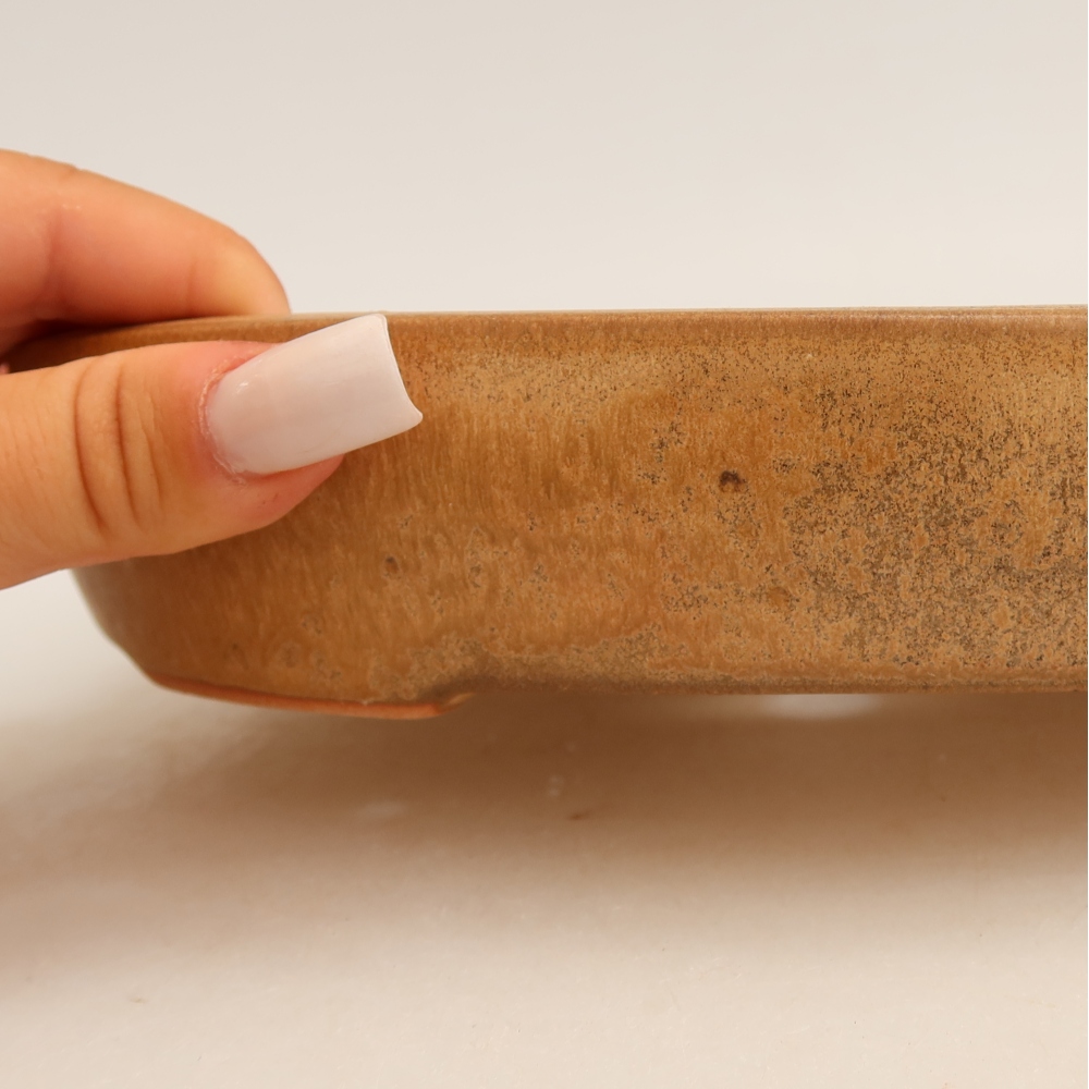 Bonsaischaal van keramiek 22 x 17 x 4 cm, kleur beige