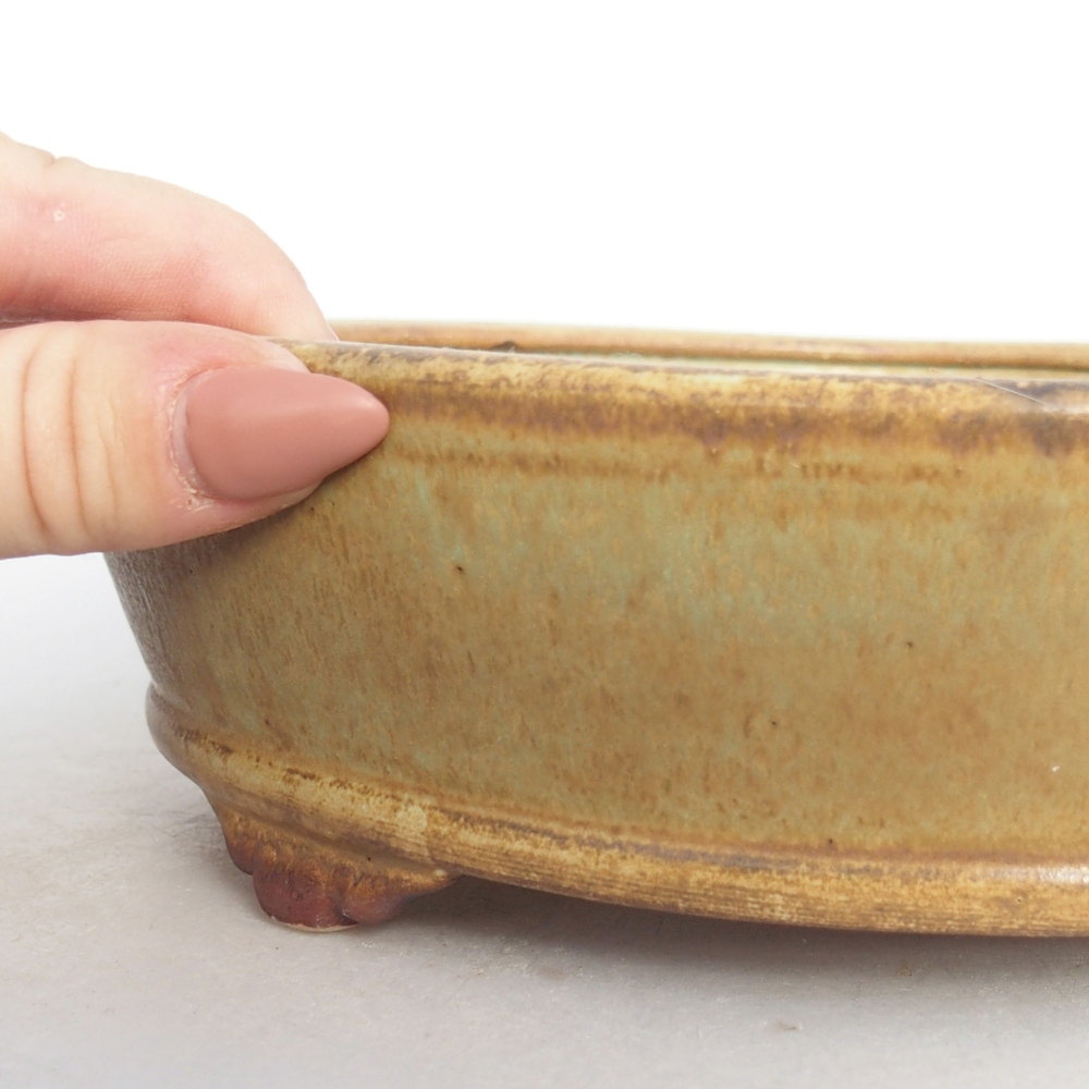 Bonsaischaal van keramiek 21 x 21 x 6 cm, groen