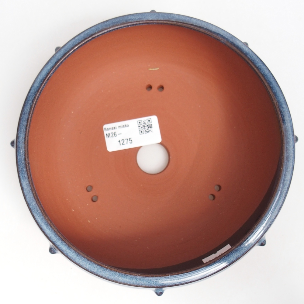 Bonsaischaal van keramiek 17,5 x 17,5 x 6 cm, kleur blauw