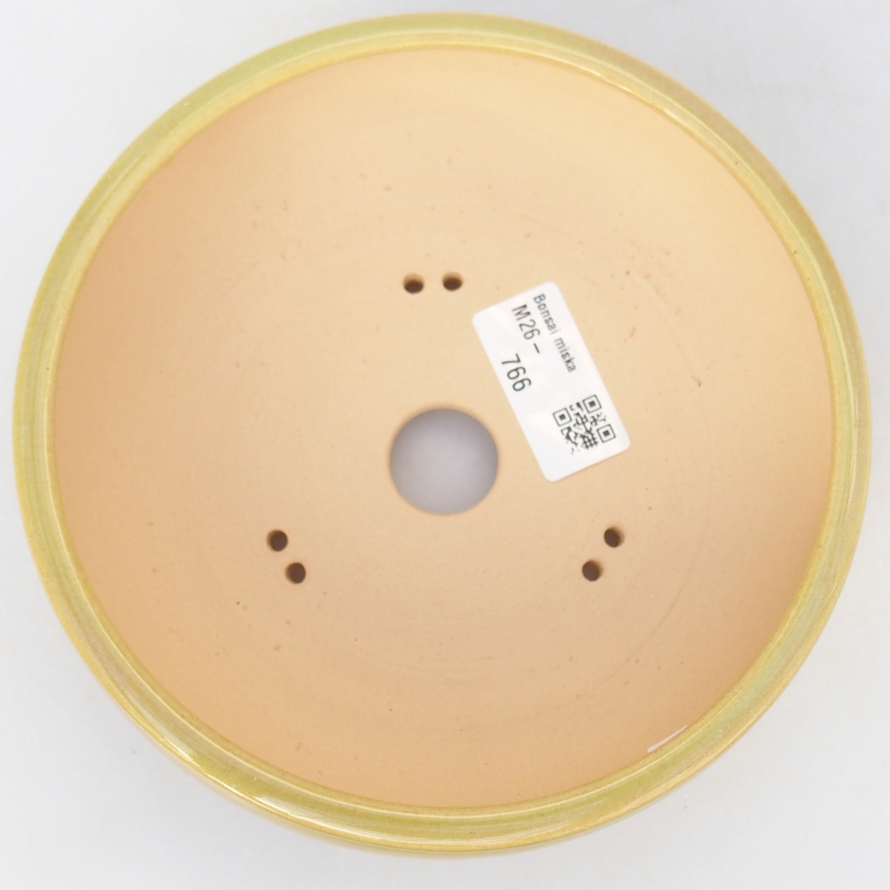 Bonsaischaal van keramiek 15,5 x 15,5 x 5,5 cm, geelgroen