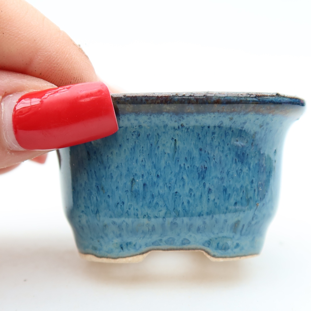 Keramische bonsaischaal 6 x 5 x 3,5 cm, kleur: blauw