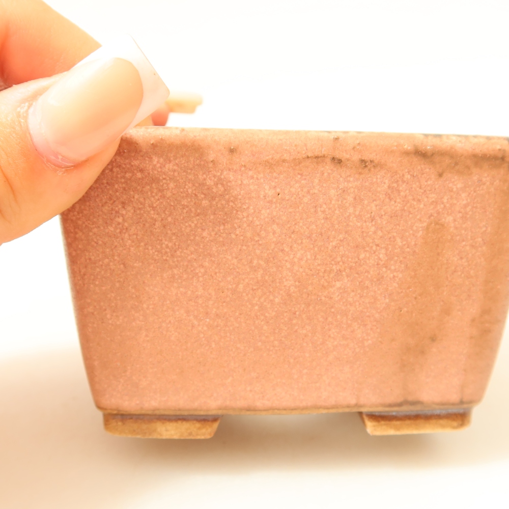 Bonsaischaal van keramiek 8,5 x 8,5 x 5,5 cm, roze