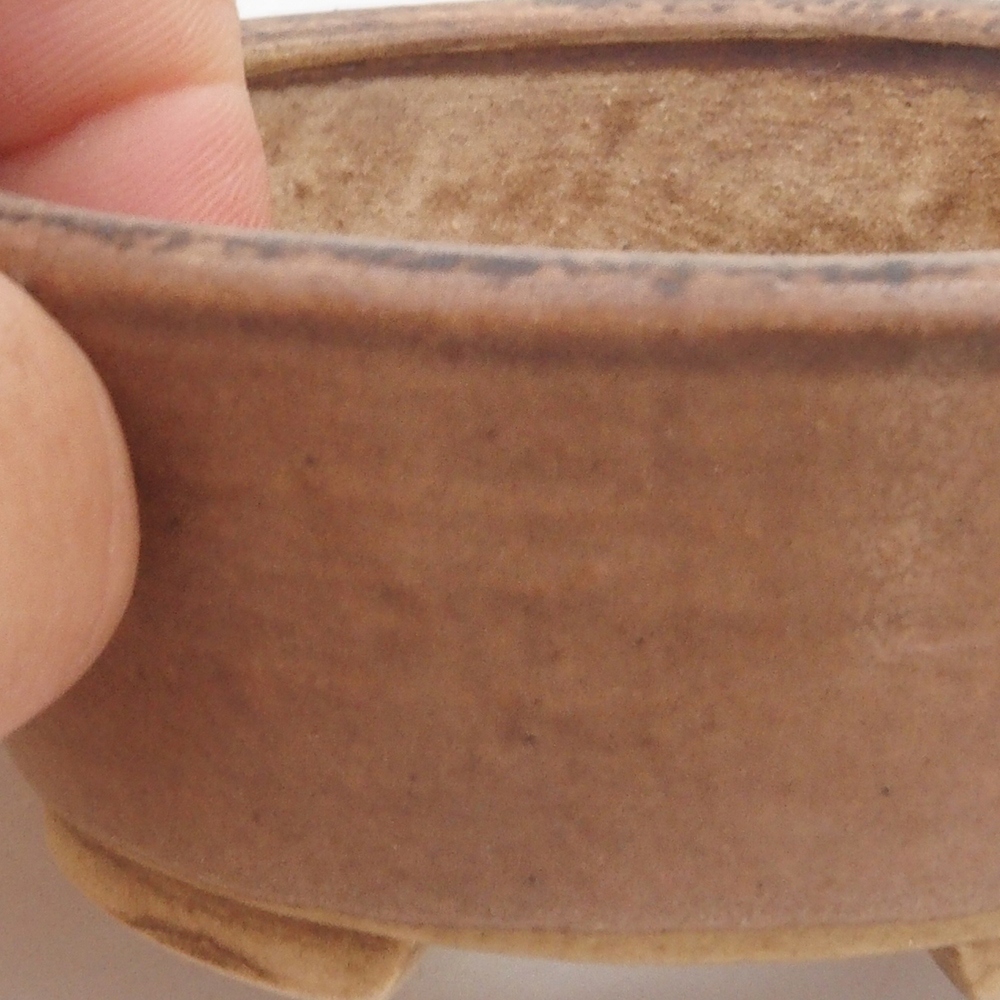 Bonsaischaal van keramiek 10 x 8,5 x 4 cm, bruin