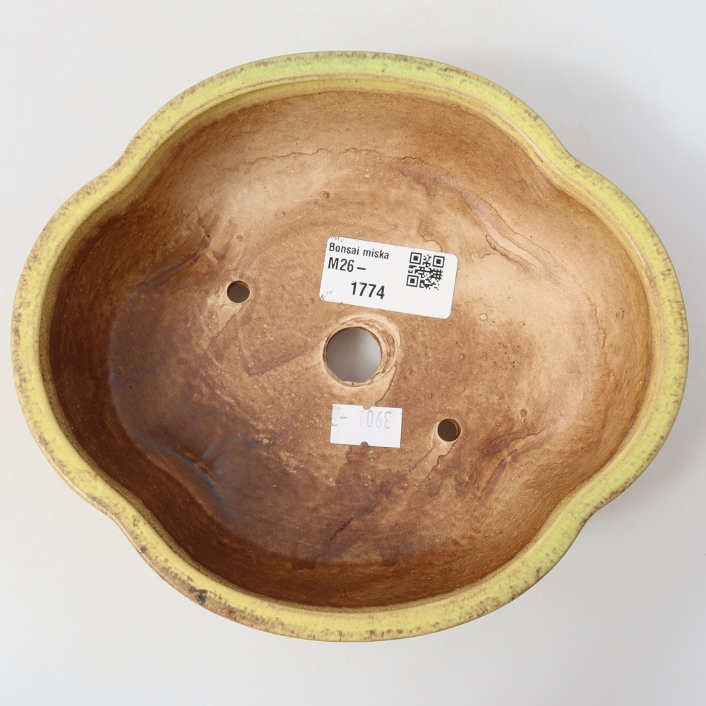 Keramische bonsaipot 17,5 x 15,5 x 5,5 cm, kleur geel