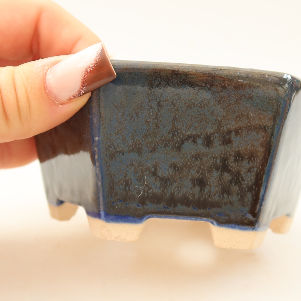 Bonsaischaal van keramiek 10 x 9 x 5 cm, kleur blauw
