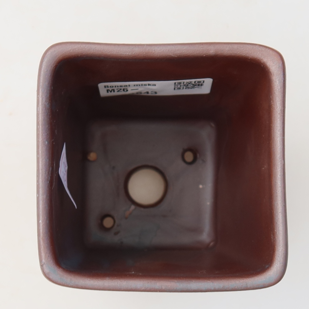 Keramische bonsaipot 7,5 x 7,5 x 10,5 cm, metaalachtige kleur