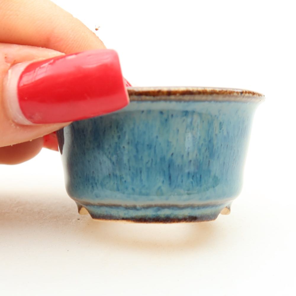 Keramische bonsaipot 4,5 x 4,5 x 3 cm, kleur: blauw