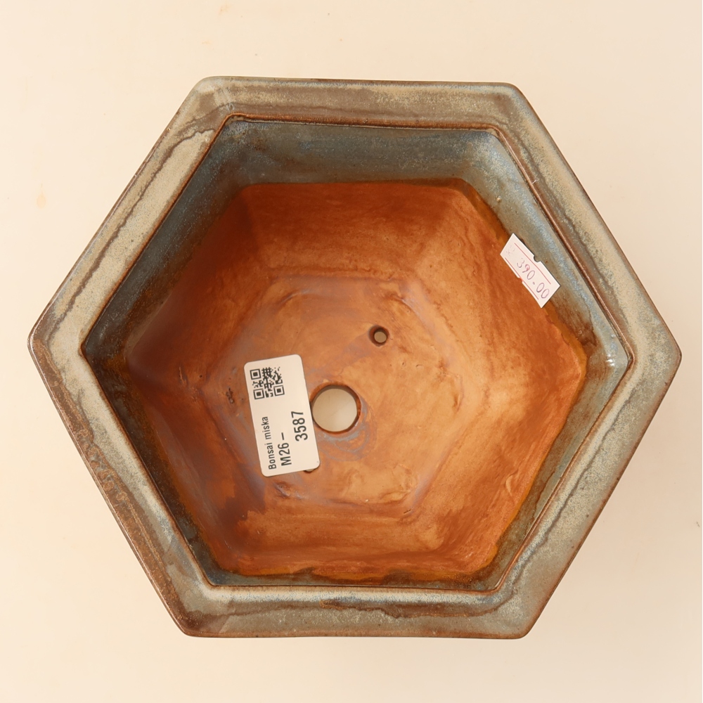 Bonsaischaal van keramiek 18,5 x 16,5 x 9 cm, bruin