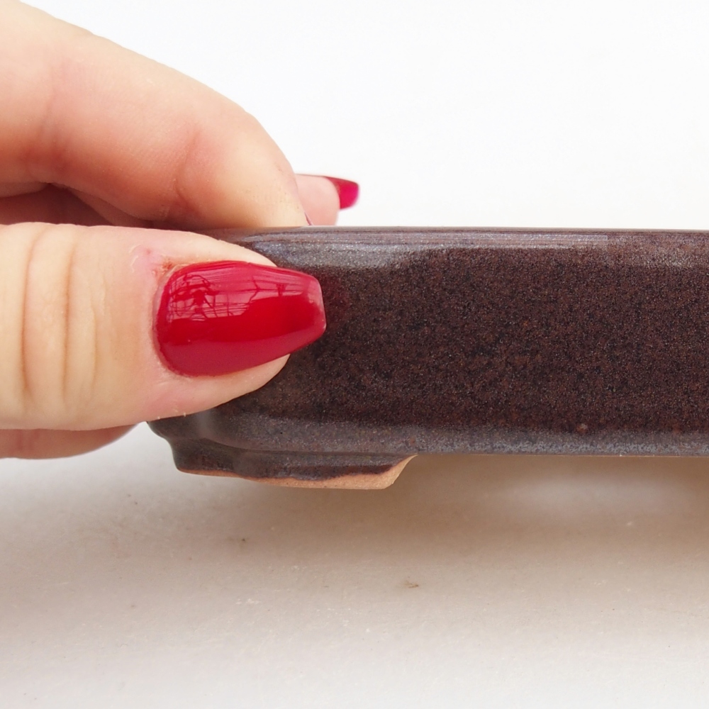 Bonsaischaal van keramiek 26 x 26 x 8 cm, kleur rood