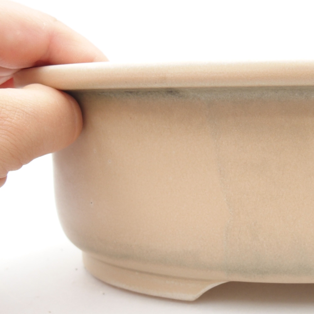 Bonsaischaal van keramiek 23 x 19,5 x 7 cm, kleur beige