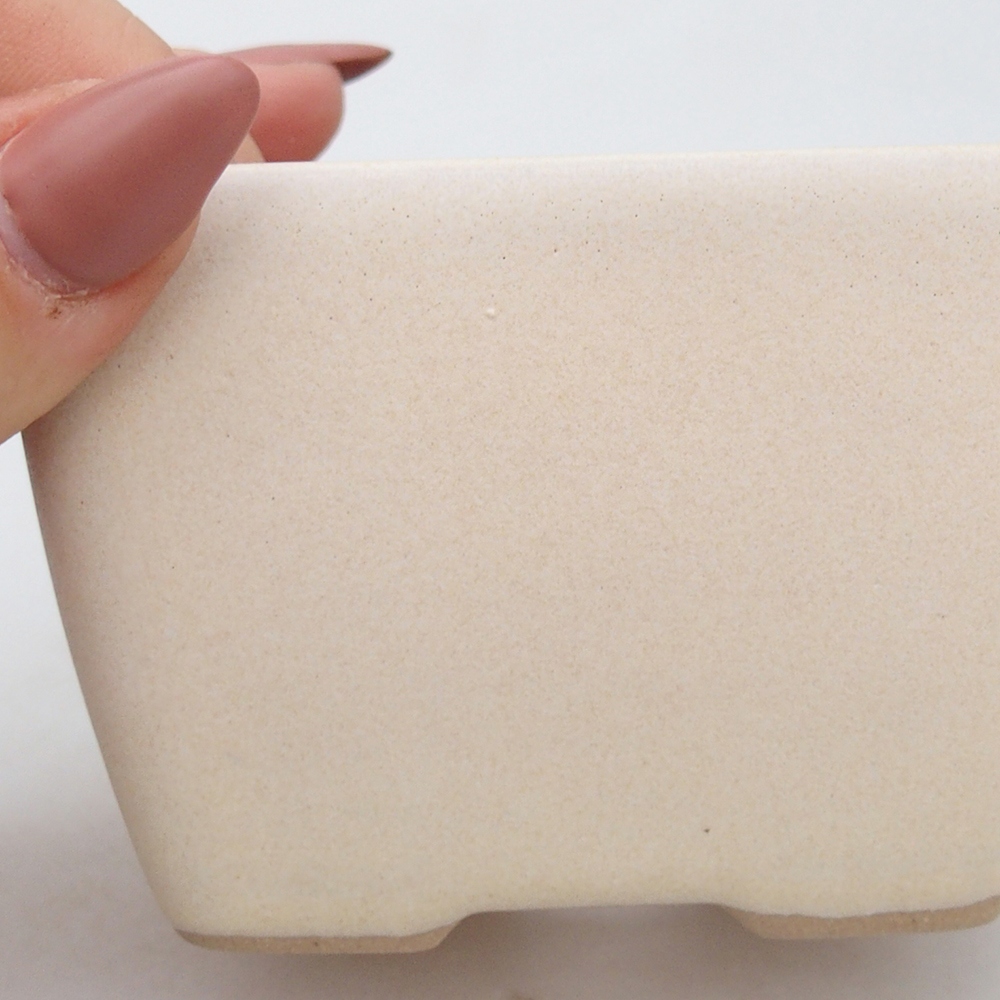 Bonsaischaal van keramiek 8,5 x 8,5 x 6 cm, kleur beige
