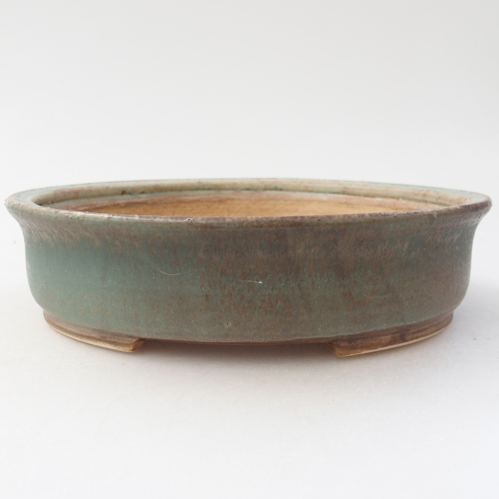 Bonsaischaal van keramiek 17,5 x 16 x 4,5 cm, groen