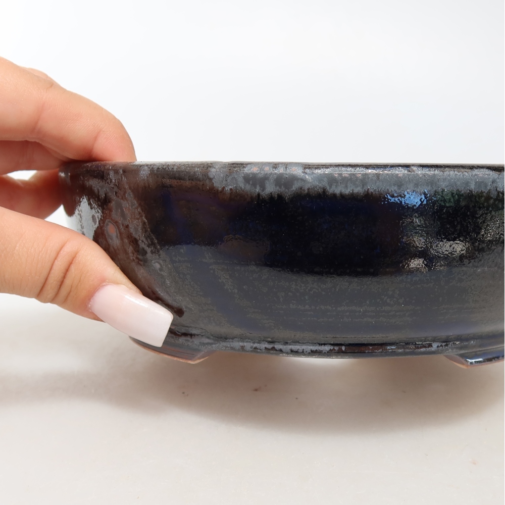 Keramische bonsaipot 17 x 17 x 5 cm, kleur: blauw