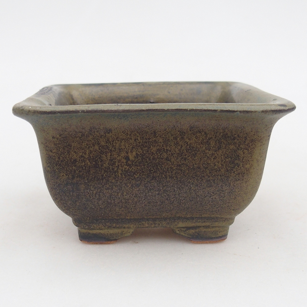 Bonsaischaal van keramiek 10 x 10 x 6 cm, bordeauxrood