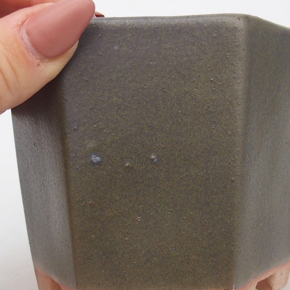 Bonsaischaal van keramiek 9,5 x 8,5 x 8 cm, groen