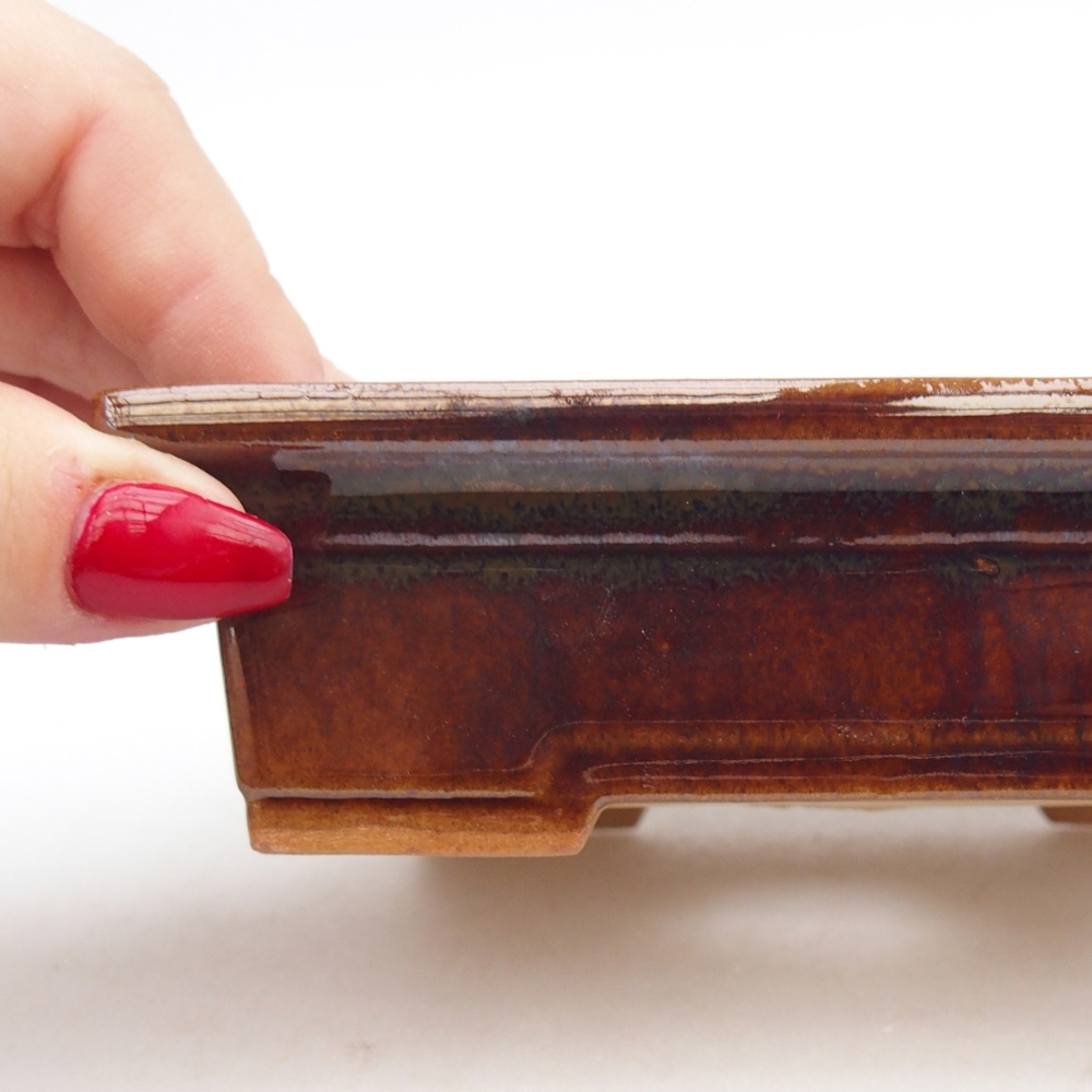 Bonsaischaal van keramiek 26 x 26 x 8 cm, kleur rood