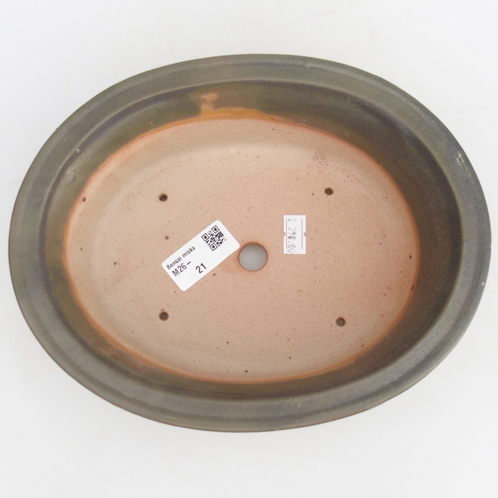 Bonsaischaal van keramiek 22,5 x 18,5 x 7 cm, groen