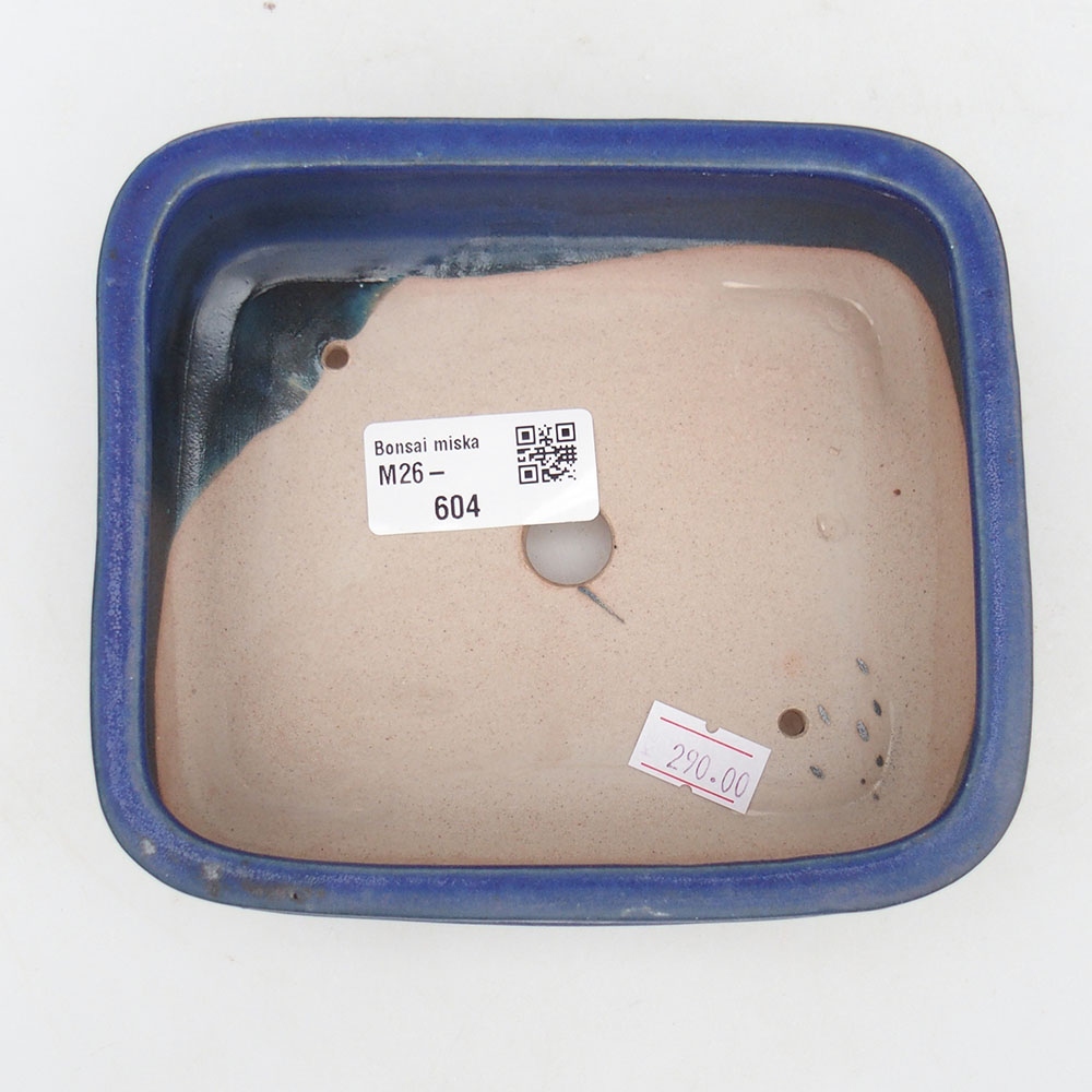 Bonsaischaal van keramiek 14,5 x 12,5 x 4,5 cm, kleur blauw