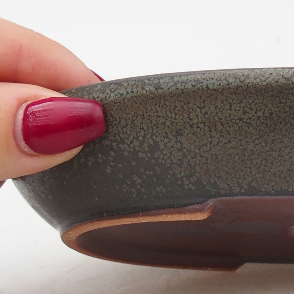 Bonsaischaal van keramiek 15,5 x 11 x 2,5 cm, grijs