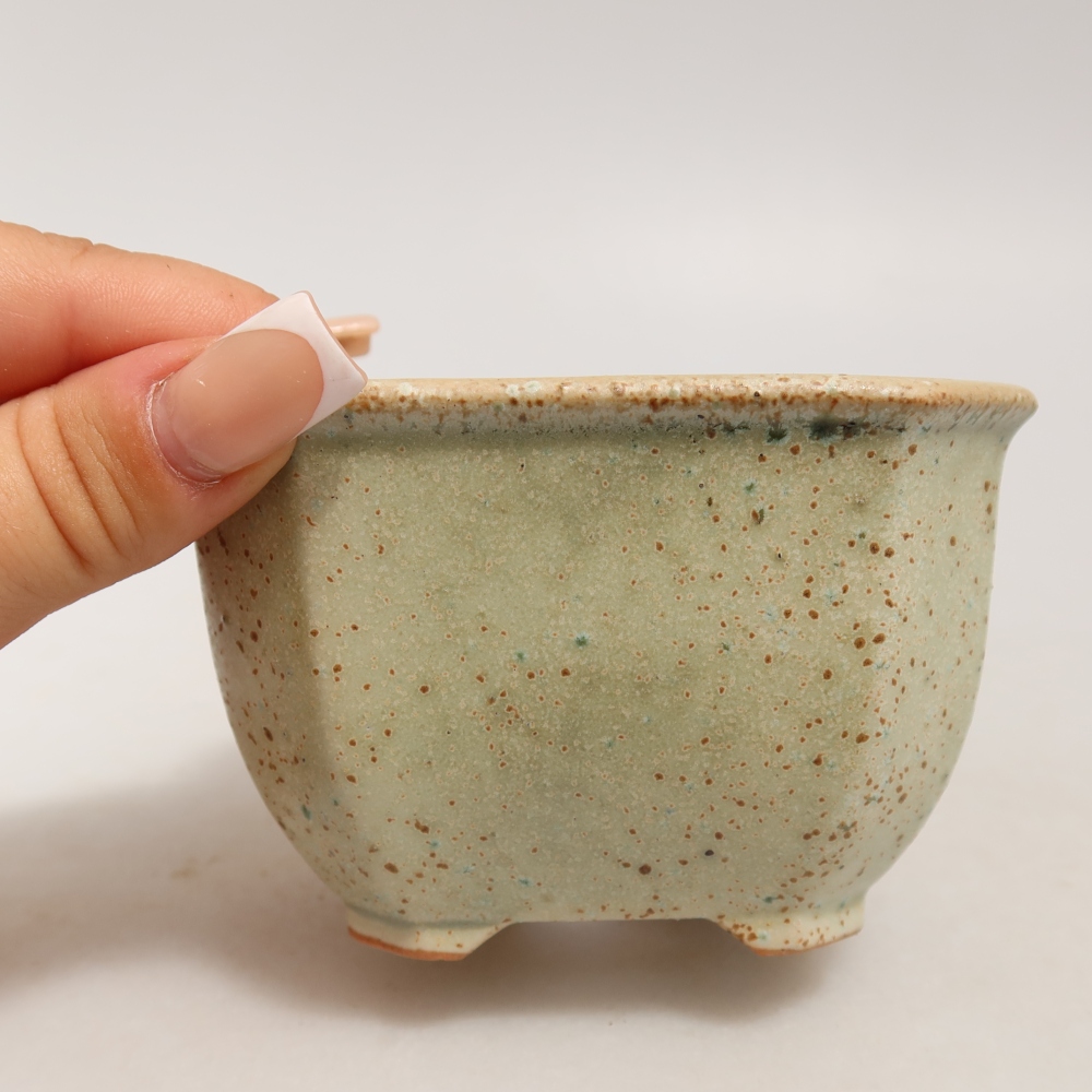 Keramische bonsaipot 10 x 10 x 6,5 cm, kleur groen