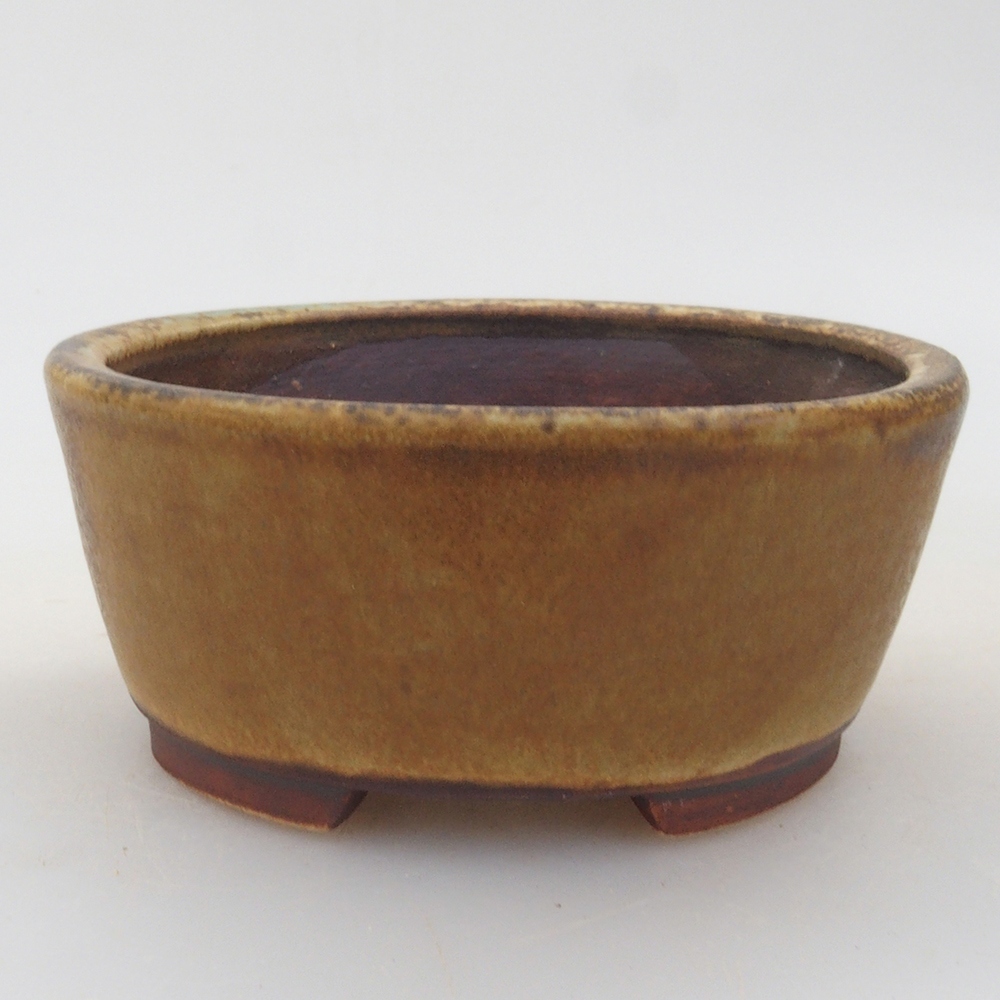 Bonsaischaal van keramiek 10 x 8,5 x 4 cm, bruin