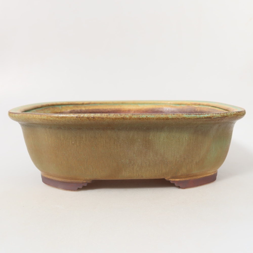 Bonsaischaal van keramiek 25 x 21,5 x 7,5 cm, groen