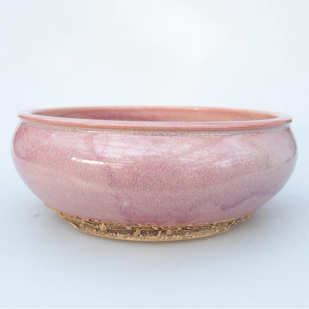 Bonsaischaal van keramiek 18,5 x 18,5 x 7 cm, roze