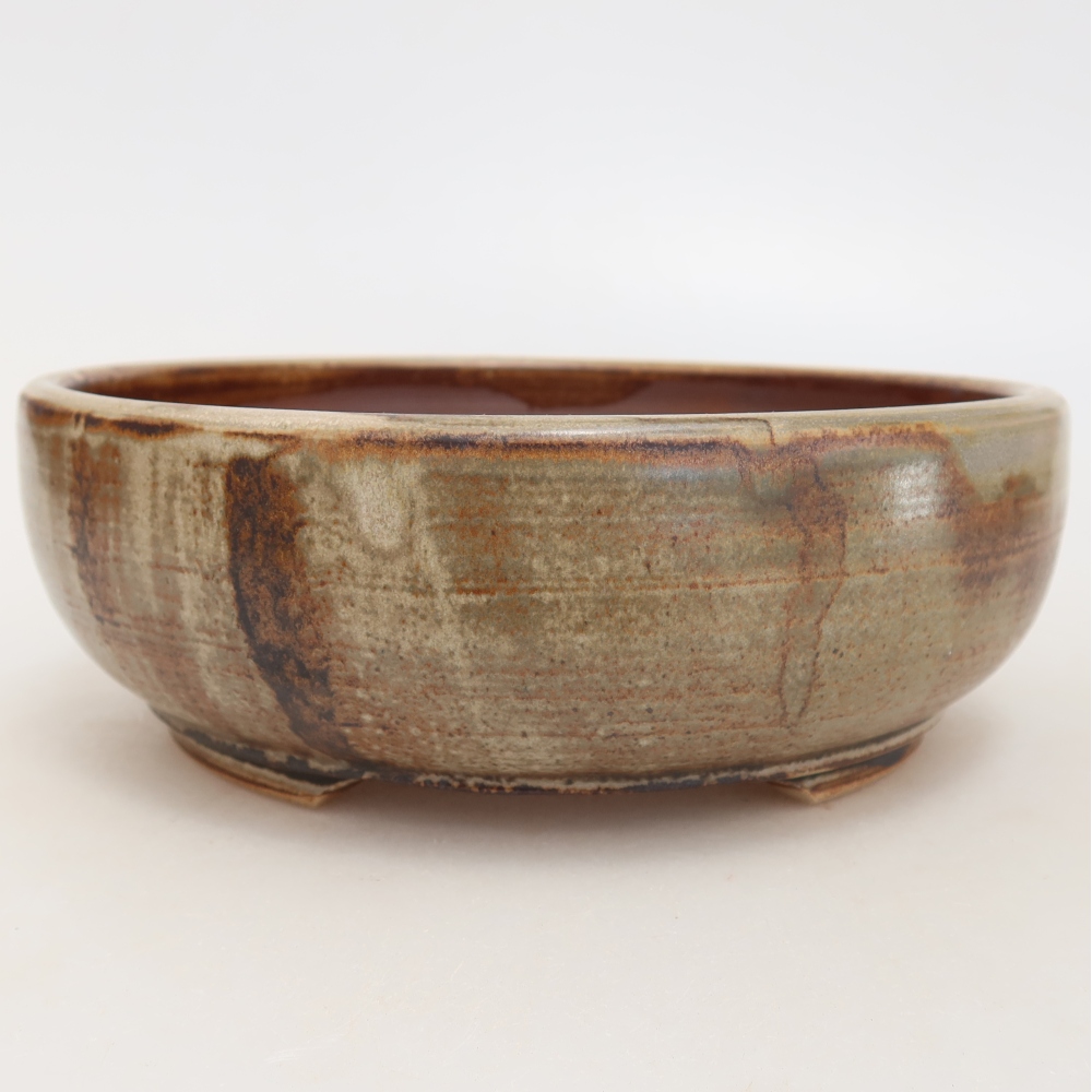 Keramische bonsaipot 17,5 x 17,5 x 6 cm, kleur bruin
