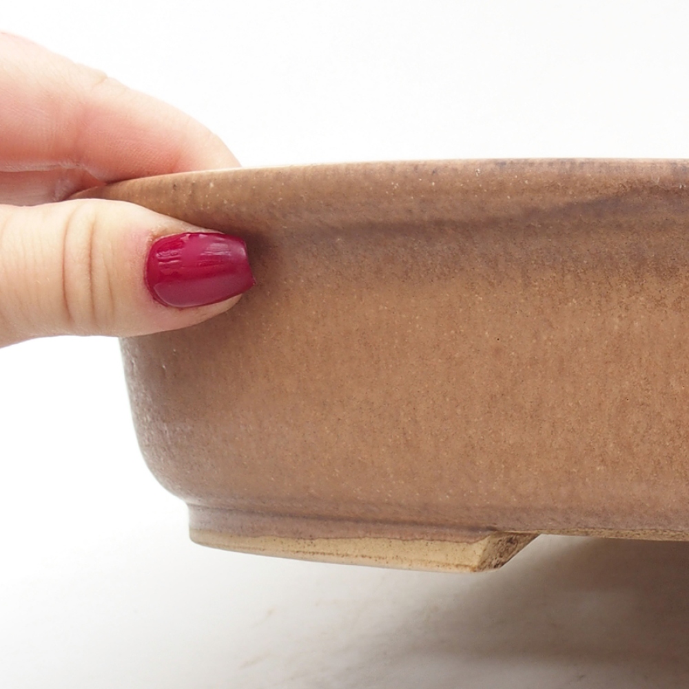 Bonsaischaal van keramiek 28,5 x 23,5 x 7 cm, bruin