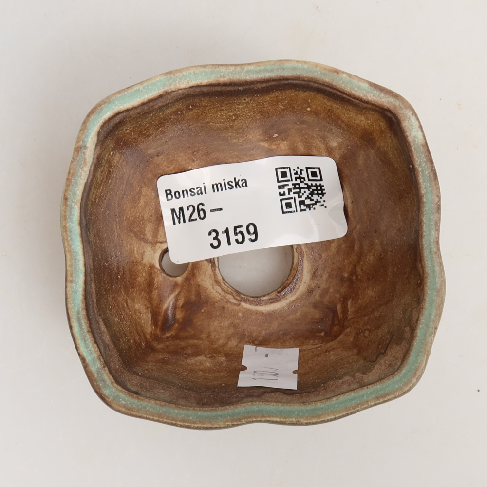 Keramische bonsaischaal 7 x 7 x 3,5 cm, kleur groen