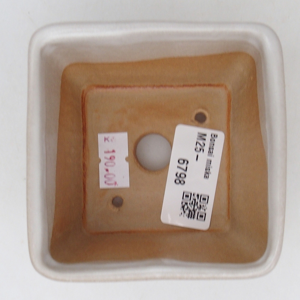 Bonsaischaal van keramiek 8,5 x 8,5 x 6 cm, wit