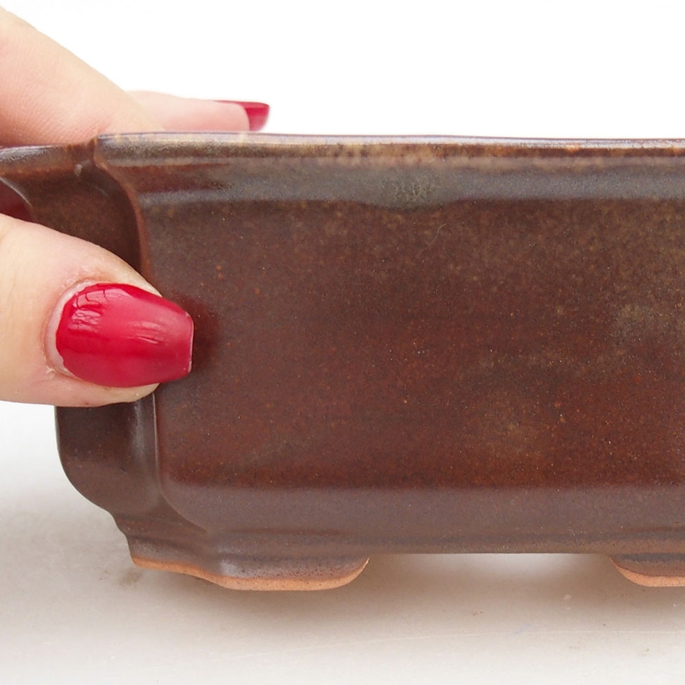 Bonsaischaal van keramiek 12,5 x 9 x 5,5 cm, bruin