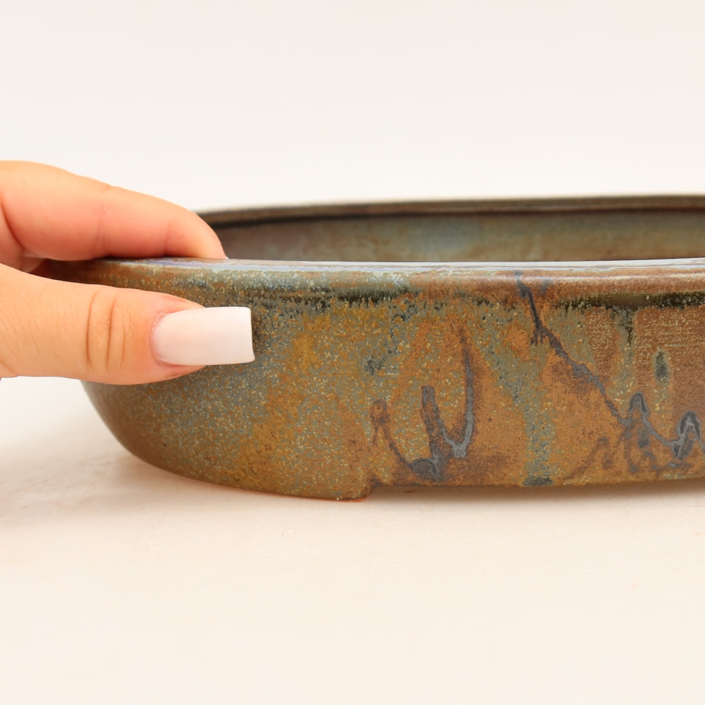 Keramische bonsaipot 27 x 21 x 5,5 cm, kleur blauwbruin