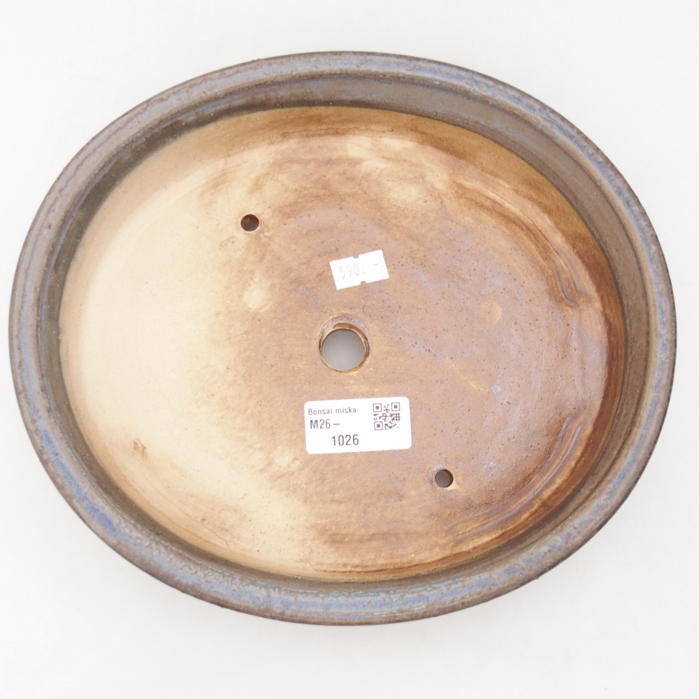 Bonsaischaal van keramiek 24 x 21 x 5 cm, kleur blauw