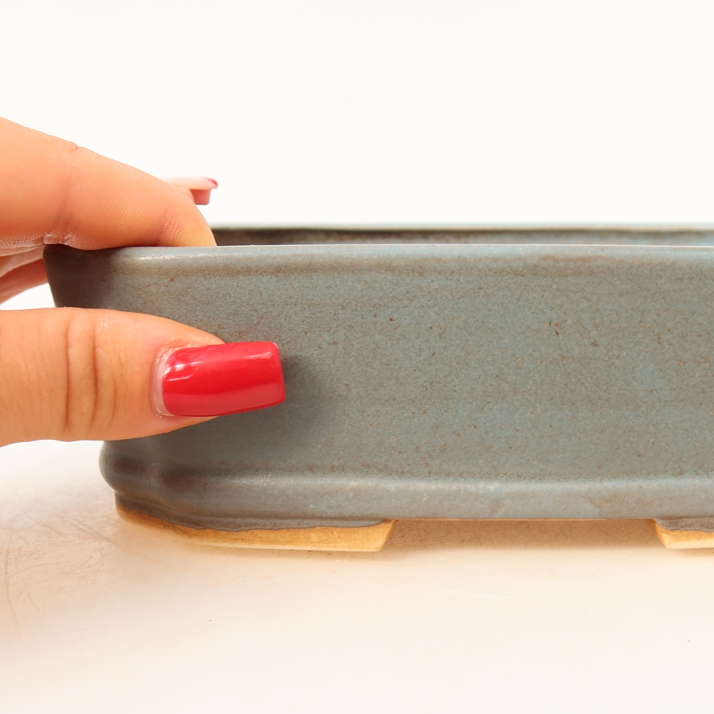 Keramische bonsaischaal 17,5 x 14,5 x 5 cm, kleur: blauw