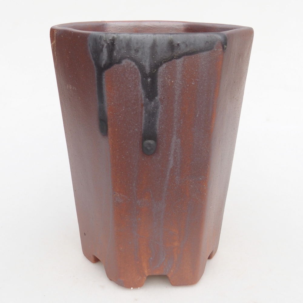 Bonsaischaal van keramiek 12,5 x 11,5 x 16,5 cm, metaalkleur