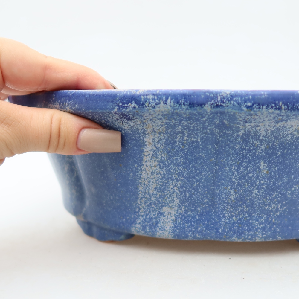 Bonsaischaal van keramiek 26,5 x 26,5 x 8,5 cm, kleur blauw