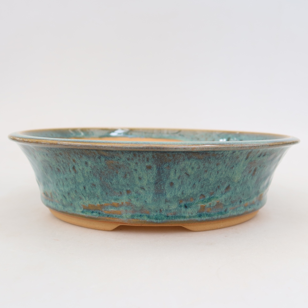 Keramische bonsaipot 23,5 x 23,5 x 6 cm, kleur: blauw