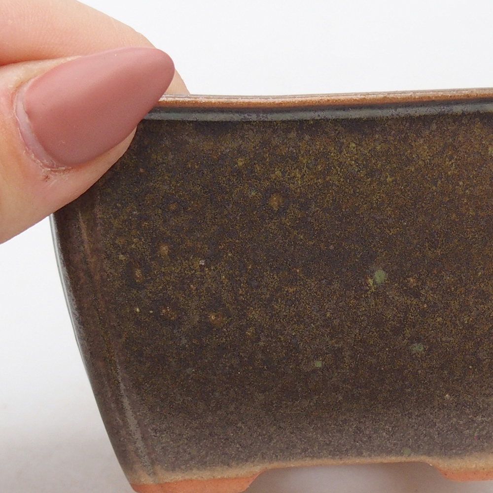 Bonsaischaal van keramiek 8,5 x 8,5 x 5 cm, bruin